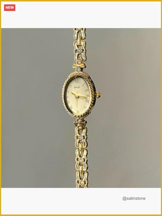 Vintage Oval Bracelet Watch Analog Quartz Water Resistant Dress Watch